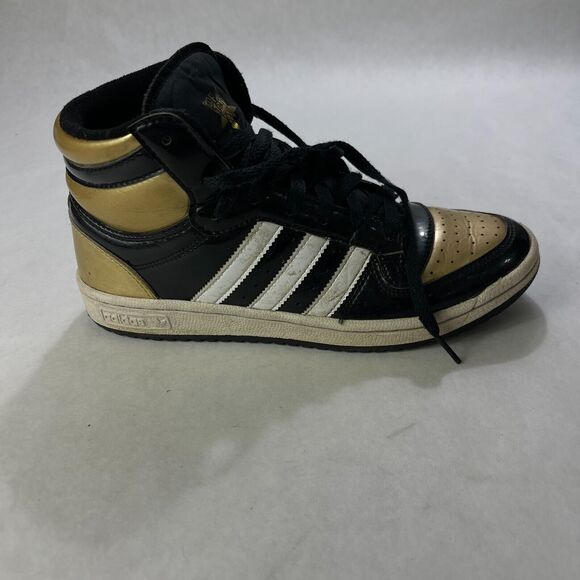 adidas Other - Adidas Shoes Mens Size 6 1/2 Top Ten Sneakers Black Gold White Lace Up Flawed